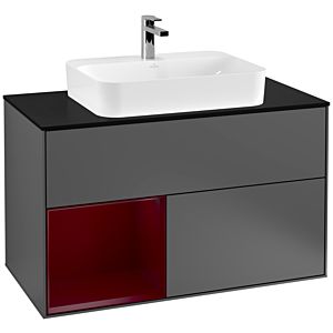 Villeroy and Boch Finion Villeroy and Boch Finion G362HBGK 100cm, cover plate black matt, emotion, shelf on the left Peony , anthracite matt