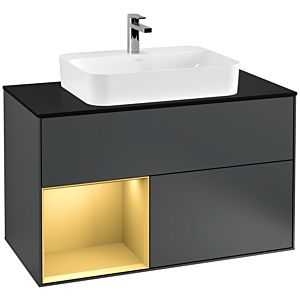 Villeroy and Boch Finion Villeroy and Boch Finion G362HFHG 100cm, cover plate black matt, Emotion, shelf left gold matt, Midnight Blue Matt Lacquer