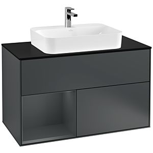 Villeroy and Boch Finion Villeroy and Boch Finion G362HGHG 100cm, black matt cover plate, Emotion, shelf on the left Midnight Blue Matt Lacquer , Midnight Blue Matt Lacquer