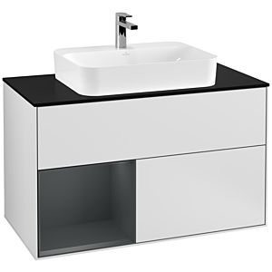 Villeroy and Boch Finion Villeroy and Boch Finion G362HGMT 100cm, cover plate black matt, Emotion, shelf on the left Midnight Blue Matt Lacquer , white matt lacquer