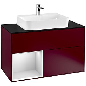 Villeroy and Boch Finion Villeroy and Boch Finion G362MTHB 100cm, cover plate black matt, Emotion, shelf left white matt lacquer, Peony Matt
