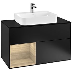 Villeroy and Boch Finion Villeroy and Boch Finion G362PCPD 100cm, cover plate black matt, Emotion, shelf on the left Oak Veneer , black matt lacquer