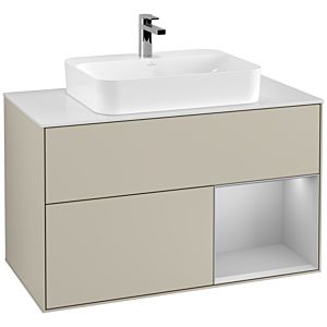 Villeroy and Boch Finion Villeroy and Boch Finion G371GJHH 100cm, cover plate matt white, Emotion, shelf on the right light gray matt, Sand Matt Lacquer