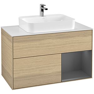 Villeroy and Boch Finion Villeroy and Boch Finion G371GKPC 100cm, cover plate white matt, Emotion, shelf right Anthracite matt, Oak Veneer