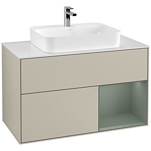 Villeroy and Boch Finion Villeroy and Boch Finion G371GMHH 100cm, cover plate matt white, emotion, shelf on the right Olive Matt Lacquer , Sand Matt Lacquer