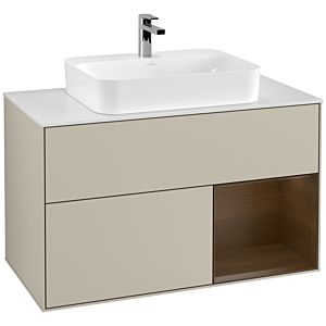 Villeroy and Boch Finion Villeroy and Boch Finion G371GNHH 100cm, cover plate matt white, emotion, shelf on the right Walnut veneer, Sand Matt Lacquer