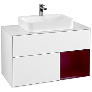 Villeroy and Boch Finion Villeroy and Boch Finion G371HBGF 100cm, cover plate matt white, emotion, shelf on the right Peony , glossy white lacquer
