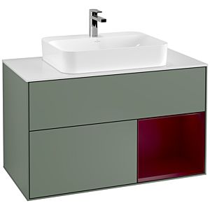 Villeroy and Boch Finion Villeroy and Boch Finion G371HBGM 100cm, cover plate matt white, emotion, shelf on the right Peony , Olive Matt Lacquer