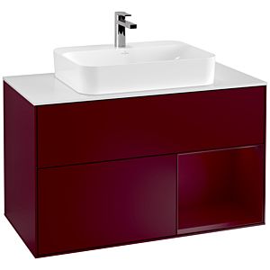 Villeroy et Boch Finion Villeroy et Boch G371HBHB 100cm, plaque de finition blanc mat, émotion, étagère à droite Peony , Peony Matt