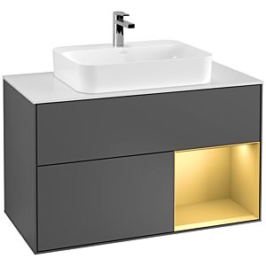 Villeroy and Boch Finion Villeroy and Boch Finion G371HFGK 100cm, cover plate white matt, Emotion, shelf right gold matt, anthracite matt