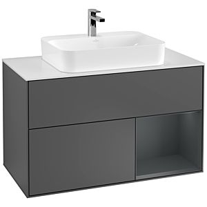 Villeroy and Boch Finion Villeroy and Boch Finion G371HGGK 100cm, cover plate white matt, emotion, shelf on the right Midnight Blue Matt Lacquer , anthracite matt