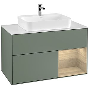 Villeroy and Boch Finion Villeroy and Boch Finion G371PCGM 100cm, cover plate matt white, emotion, shelf on the right Oak Veneer , Olive Matt Lacquer