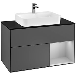 Villeroy and Boch Finion Villeroy and Boch Finion G372GJGK 100cm, cover plate black matt, Emotion, shelf on the right light gray matt, anthracite matt