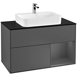 Villeroy and Boch Finion Villeroy and Boch Finion G372GKGK 100cm, cover plate black matt, Emotion, shelf on the right Anthracite matt, Anthracite matt