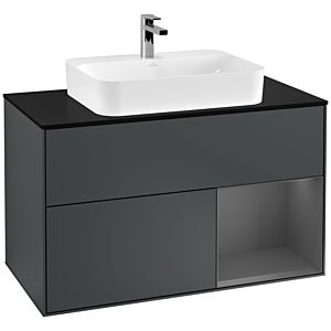 Villeroy and Boch Finion Villeroy and Boch Finion G372GKHG 100cm, cover plate black matt, Emotion, shelf right Anthracite matt, Midnight Blue Matt Lacquer