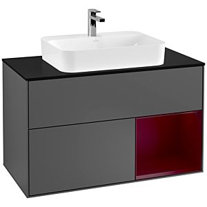 Villeroy and Boch Finion Villeroy and Boch Finion G372HBGK 100cm, cover plate black matt, emotion, shelf on the right Peony , anthracite matt