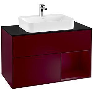 Villeroy and Boch Finion Villeroy and Boch Finion G372HBHB 100cm, cover plate black matt, Emotion, shelf on the right Peony , Peony Matt