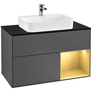 Villeroy and Boch Finion Villeroy and Boch Finion G372HFGK 100cm, cover plate black matt, emotion, shelf on the right gold matt, anthracite matt