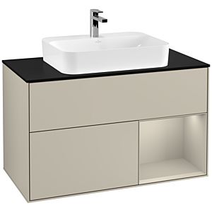 Villeroy and Boch Finion Villeroy and Boch Finion G372HHHH 100cm, cover plate black matt, emotion, shelf on the right Sand matt, Sand Matt Lacquer