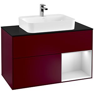 Villeroy and Boch Finion Villeroy and Boch Finion G372MTHB 100cm, cover plate black matt, Emotion, shelf on the right white matt lacquer, Peony Matt