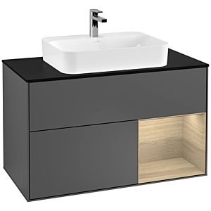 Villeroy et Boch Finion Villeroy et Boch G372PCGK 100cm, plaque de finition noir mat, émotion, étagère à droite Oak Veneer , anthracite mat