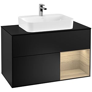 Villeroy and Boch Finion Villeroy and Boch Finion G372PCPD 100cm, cover plate black matt, Emotion, shelf on the right Oak Veneer , black matt lacquer