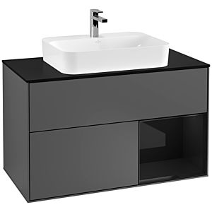Villeroy and Boch Finion Villeroy and Boch Finion G372PHGK 100cm, cover plate black matt, emotion, shelf on the right Glossy Black Lacquer , anthracite matt