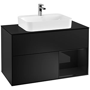 Villeroy et Boch Finion Villeroy et Boch G372PHPD 100cm, plaque de finition noir mat, Emotion, étagère à droite Glossy Black Lacquer , laqué noir mat