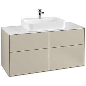 Villeroy und Boch Finion Waschtischunterschrank G38100HH 120x60,3cm, Emotion, Abdeckplatte white matt, Sand Matt Lacquer