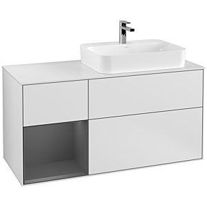 Villeroy and Boch Finion Villeroy and Boch Finion G391GKMT 120cm, cover plate white matt, Emotion, shelf left Anthracite matt, white matt lacquer