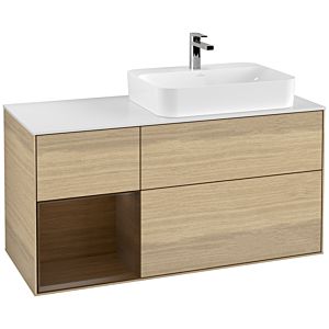 Villeroy and Boch Finion Villeroy and Boch Finion G391GNPC 120cm, cover plate matt white, emotion, shelf left Walnut veneer, Oak Veneer