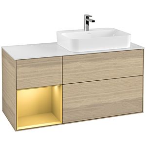 Villeroy and Boch Finion Villeroy and Boch Finion G391HFPC 120cm, cover plate white matt, Emotion, shelf left gold matt, Oak Veneer