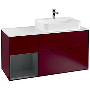 Villeroy und Boch Finion Waschtischunterschrank G391HGHB 120cm, Abdeckplatte white matt, Emotion, Regal links Midnight Blue Matt Lacquer, Peony Matt