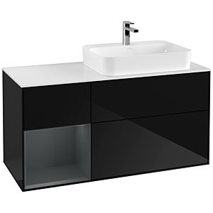 Villeroy und Boch Finion Waschtischunterschrank G391HGPH 120cm, Abdeckplatte white matt, Emotion, Regal links Midnight Blue Matt Lacquer, Glossy Black Lacquer