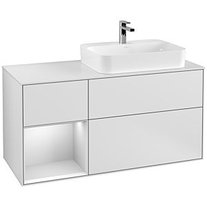 Villeroy et Boch Finion Villeroy et Boch G391MTMT 120cm, plaque de recouvrement blanc mat, Emotion, étagère gauche laqué blanc mat, laqué blanc mat