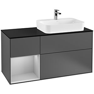 Villeroy and Boch Finion Villeroy and Boch Finion G392GJGK 120cm, cover plate black matt, Emotion, shelf left light gray matt, anthracite matt