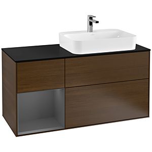 Villeroy and Boch Finion Villeroy and Boch Finion G392GKGN 120cm, cover plate black matt, Emotion, shelf left Anthracite matt, Walnut veneer