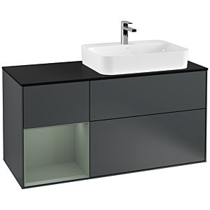 Villeroy and Boch Finion Villeroy and Boch Finion G392GMHG 120cm, cover plate black matt, Emotion, shelf left Olive Matt Lacquer , Midnight Blue Matt Lacquer