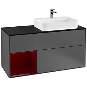 Villeroy and Boch Finion Villeroy and Boch Finion G392HBGK 120cm, cover plate black matt, Emotion, shelf on the left Peony , anthracite matt
