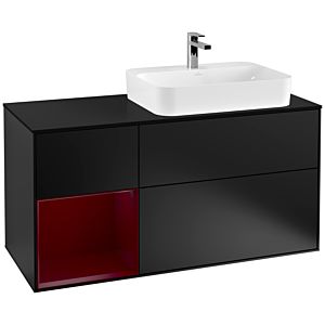 Villeroy and Boch Finion Villeroy and Boch Finion G392HBPD 120cm, cover plate black matt, Emotion, shelf on the left Peony , black matt lacquer
