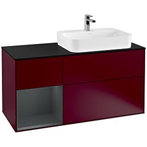 Villeroy et Boch Finion Villeroy et Boch G392HGHB 120cm, plaque de finition noir mat, Emotion, étagère gauche Midnight Blue Matt Lacquer , Peony Matt