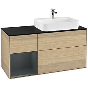 Villeroy and Boch Finion Villeroy and Boch Finion G392HGPC 120cm, cover plate black matt, Emotion, shelf left Midnight Blue Matt Lacquer , Oak Veneer