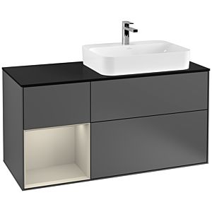 Villeroy and Boch Finion Villeroy and Boch Finion G392HHGK 120cm, cover plate black matt, emotion, shelf on the left Sand Matt Lacquer , anthracite matt