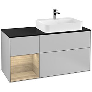 Villeroy and Boch Finion Villeroy and Boch Finion G392PCGJ 120cm, cover plate black matt, Emotion, shelf left Oak Veneer , light gray matt