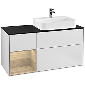 Villeroy and Boch Finion Villeroy and Boch Finion G392PCMT 120cm, cover plate black matt, Emotion, shelf on the left Oak Veneer , white matt lacquer