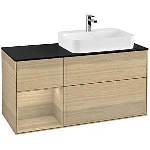 Villeroy and Boch Finion Villeroy and Boch Finion G392PCPC 120cm, cover plate black matt, Emotion, shelf on the left Oak Veneer , Oak Veneer