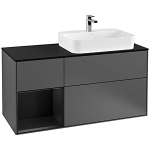 Villeroy and Boch Finion Villeroy and Boch Finion G392PDGK 120cm, cover plate black matt, Emotion, shelf on the left black matt lacquer, anthracite matt