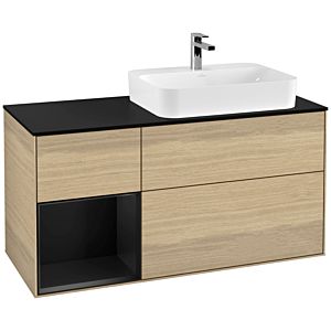 Villeroy and Boch Finion Villeroy and Boch Finion G392PDPC 120cm, cover plate black matt, Emotion, shelf on the left black matt lacquer, Oak Veneer