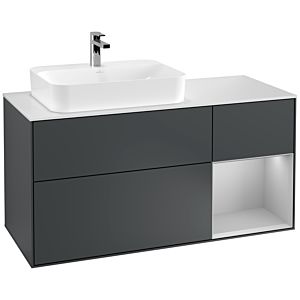 Villeroy und Boch Finion Waschtischunterschrank G401GJHG 120cm, Abdeckplatte white matt, Emotion, Regal rechts Light grey matt, Midnight Blue Matt Lacquer