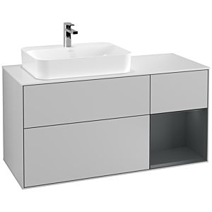 Villeroy und Boch Finion Waschtischunterschrank G401HGGJ 120cm, Abdeckplatte white matt, Emotion, Regal rechts Midnight Blue Matt Lacquer, Light grey matt